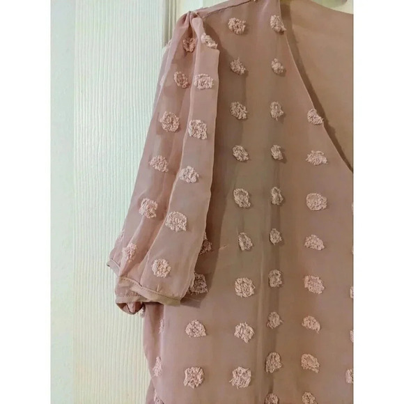 Hotouch Womens Babydoll Top Swiss Dot Ruffle Tiered V Neck Blouse XL NWT - Picture 4 of 6